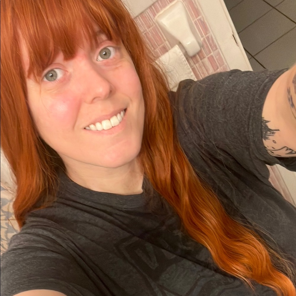 Orange/Auburn long wig with bangs